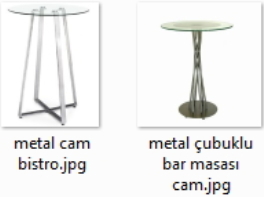 Metal ve Cam bar masaları